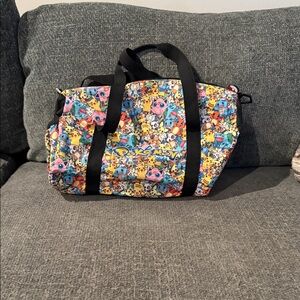 Multicolor Pokémon Printed Tote Bag with Black Straps